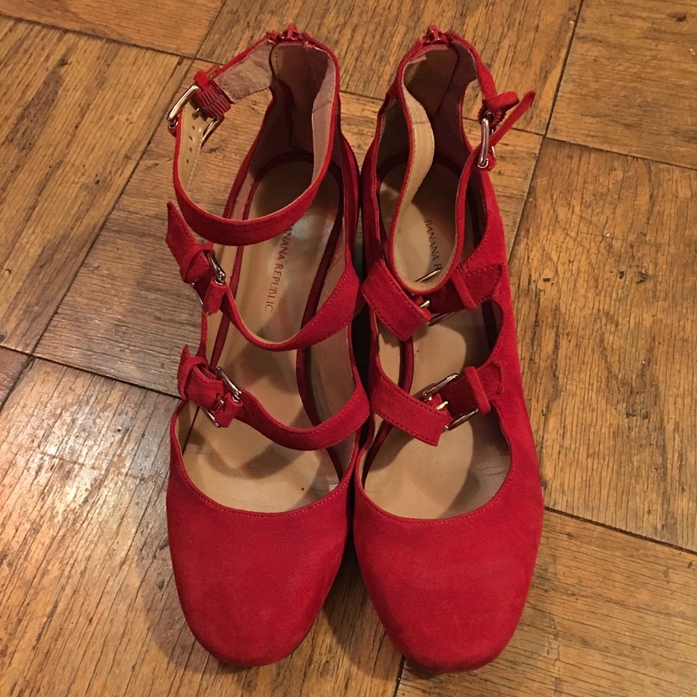 Red strappy heels